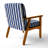 White And Blue Striped Pattern - Velvet Upholstered Patterned Accent Arm Chair-1327497817
