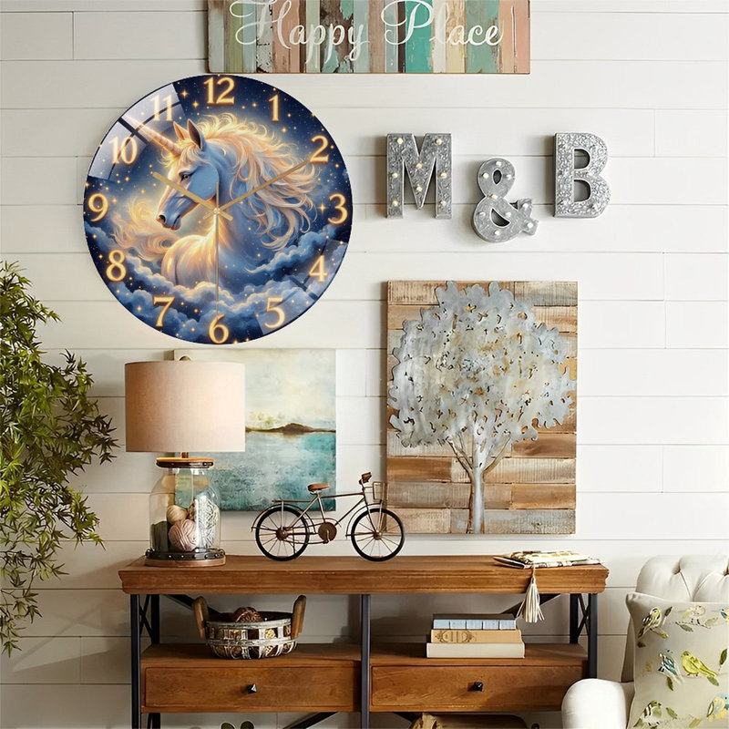Horloge murale en forme de licorne