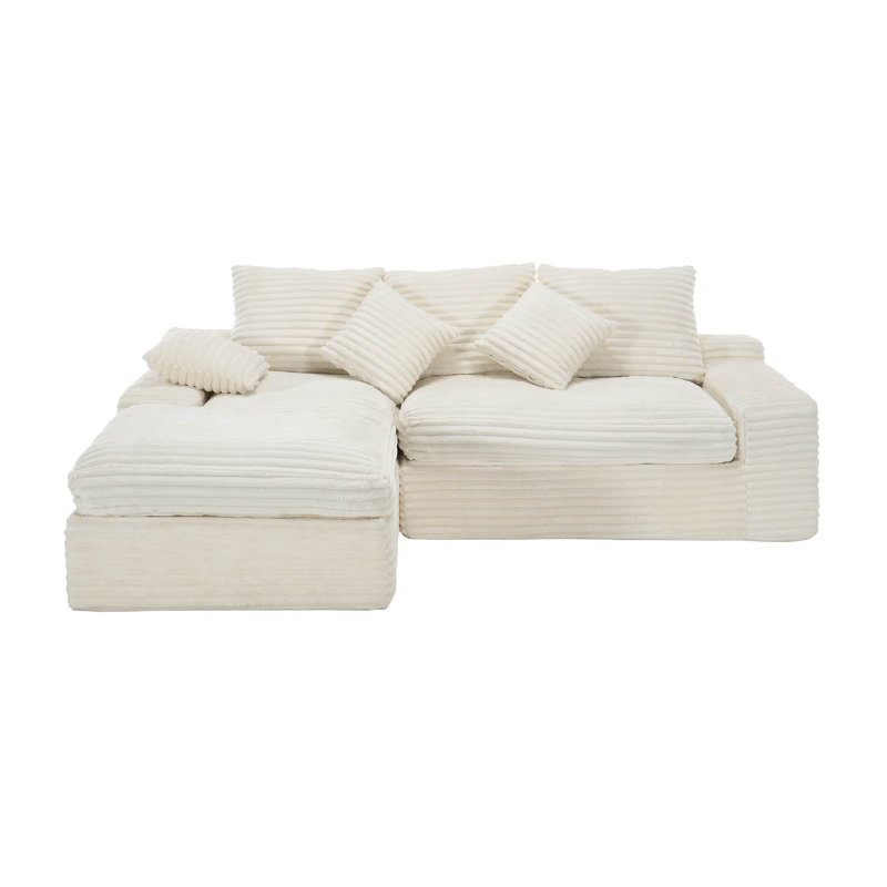 Canapé modulaire convertible convertible en tissu, crème