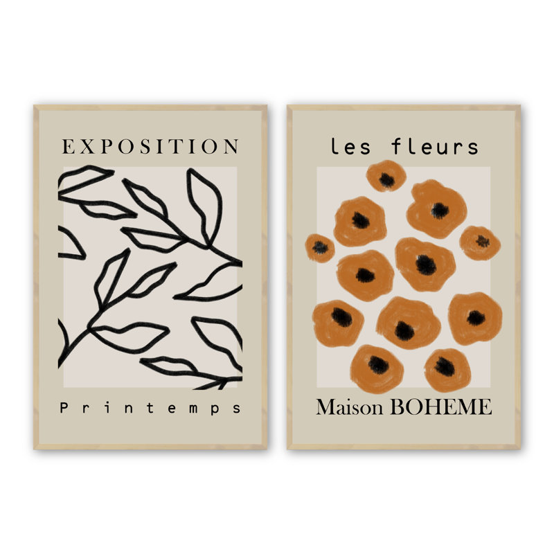 Les Fleurs Enchantées, impression sur papier 2 pièces, H 21,5 po x l 17,5 po x P 1 po, Érable brut