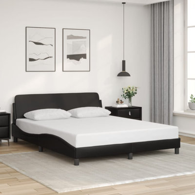 vidaXL Bed Frame Dover Black 152x203 cm Faux Leather