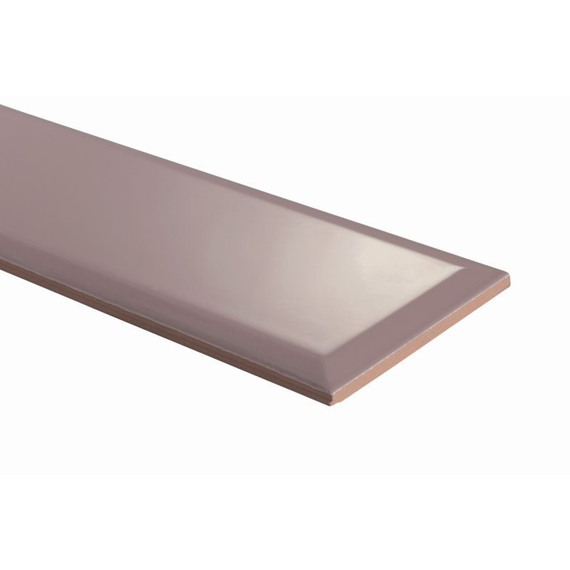 Pop Life 4"X12" Beveled Gloss Ceramic Wall Tile, Light Mauve