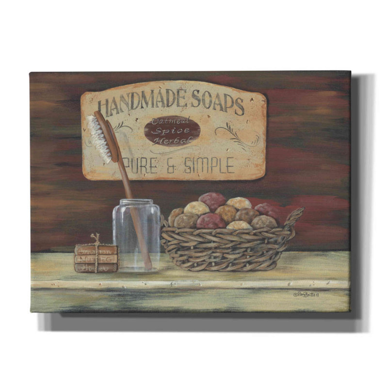 «Handmade Soaps» par Pam Britton, art mural sur toile, H 12 po x l 16 po x P 0,75 po