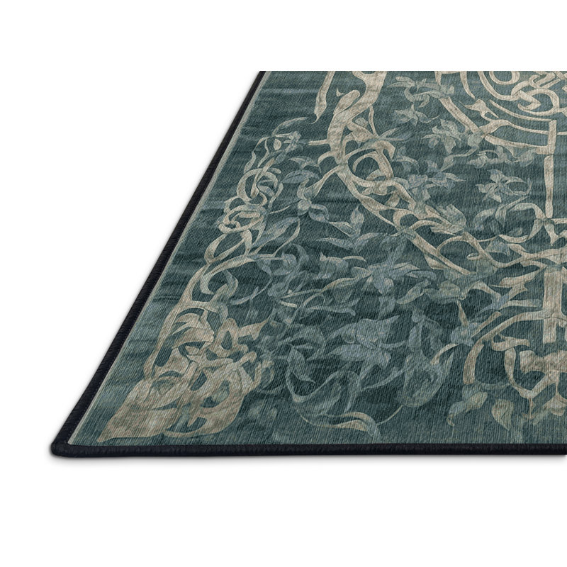 Machine Washable Gray Area Rug, Rectangle 7' x 9'