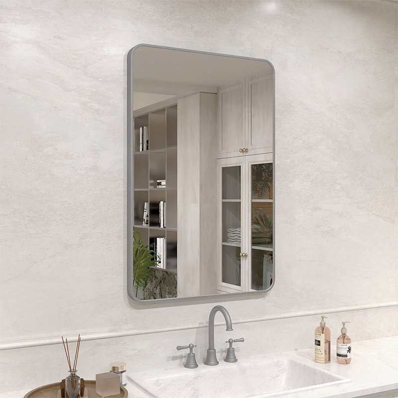 Vista 24 in. W x 36 in. H Rectangular Framed Wall Bathroom Vanity Mirror in Gun Gray, Gray, 36" x 24"