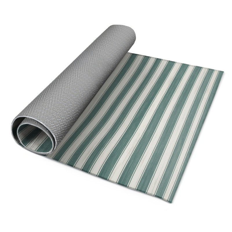 HorizontalStripes Gray Indoor and Outdoor Area Rug, Rectangle 8' x 10'