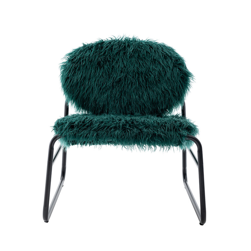 Fauteuil d'appoint industriel Nipote, Fausse fourrure émeraude