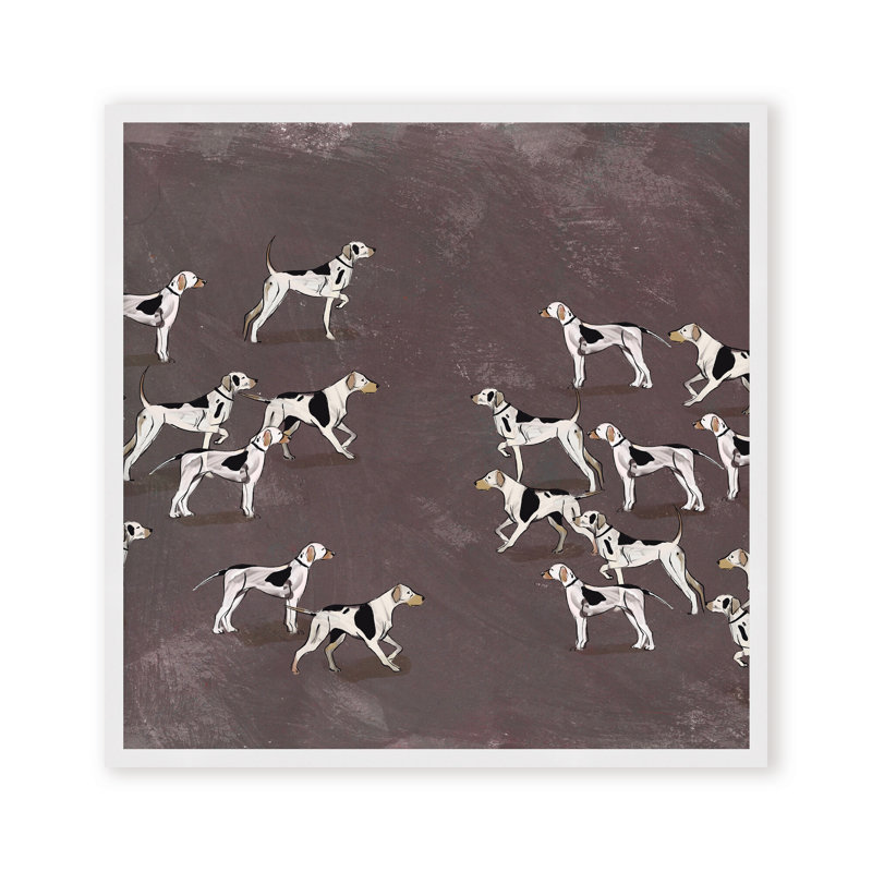 Nature Inspired Modern Ensemble: Sleek Hound Soirée, 24" H x 24" W, Framed Canvas, Brown