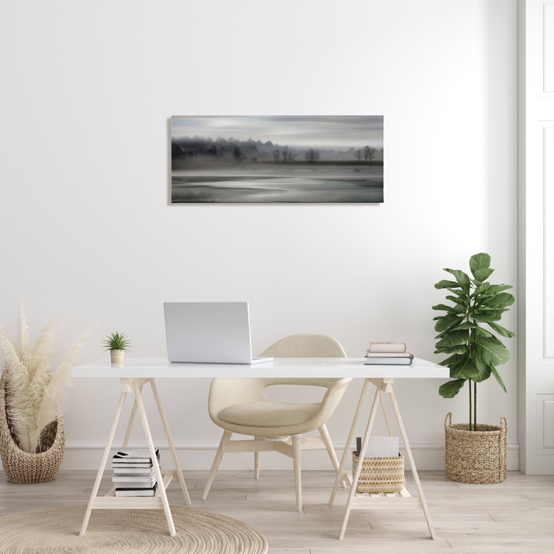 Paysage gris sur toile par Madeline Clark, H 17 po x l 40 po x P 1,5 po
