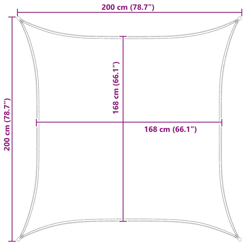 Vidaxl Sunshade Sail Oxford Fabric Square Patio Sun Shade Sunscreen Canopy, 2m W x 2m L, Orange/Brown