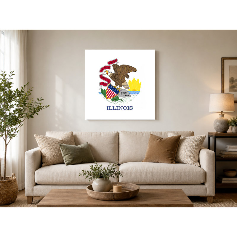 «Illinois State Flag», art mural sur toile carrée, 16" W x 16" H