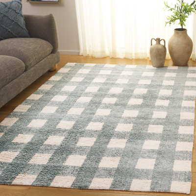 Kynlee Hand Woven Recyclyed Cotton Pile Machine Washable Plaid Rug