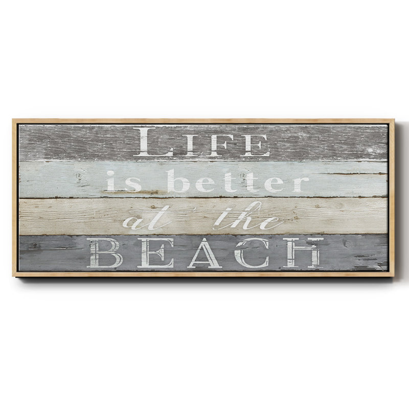 Life Better Beach- Framed Canvas, 24" H x 60" W