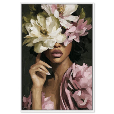 «Lady and the Flowers III», reproduction d'art sur toile par Art Remedy, cadre blanc, 10 x 15