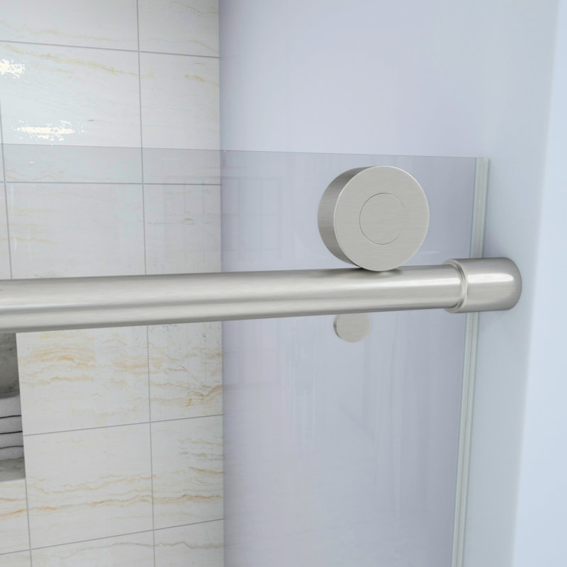 Shower Door 48" W X 76"H Single Sliding Bypass Shower Enclosure, Brushed Nickel