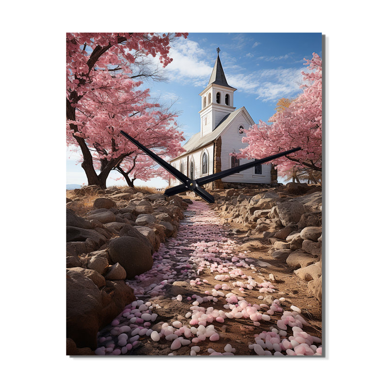 Lansdcape Church Tranquil Abode I - Spiritual Wall Clock Oversized, 32" H x 24" W x 1" D