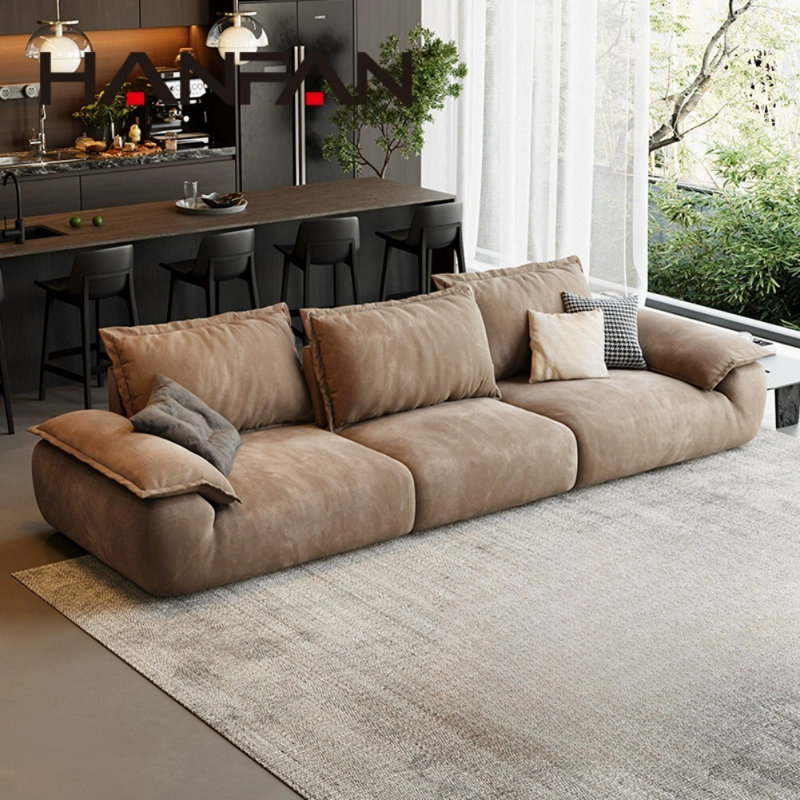 Retro Movable Backrest Washable Straight Sofa, 30.71" H x 125.98" W x 47.24" D, 3