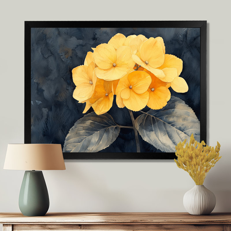 Hirsch - Floral Large Wall Art, Single Picture Frame Print without Mat, Black, 30" H x 40 W