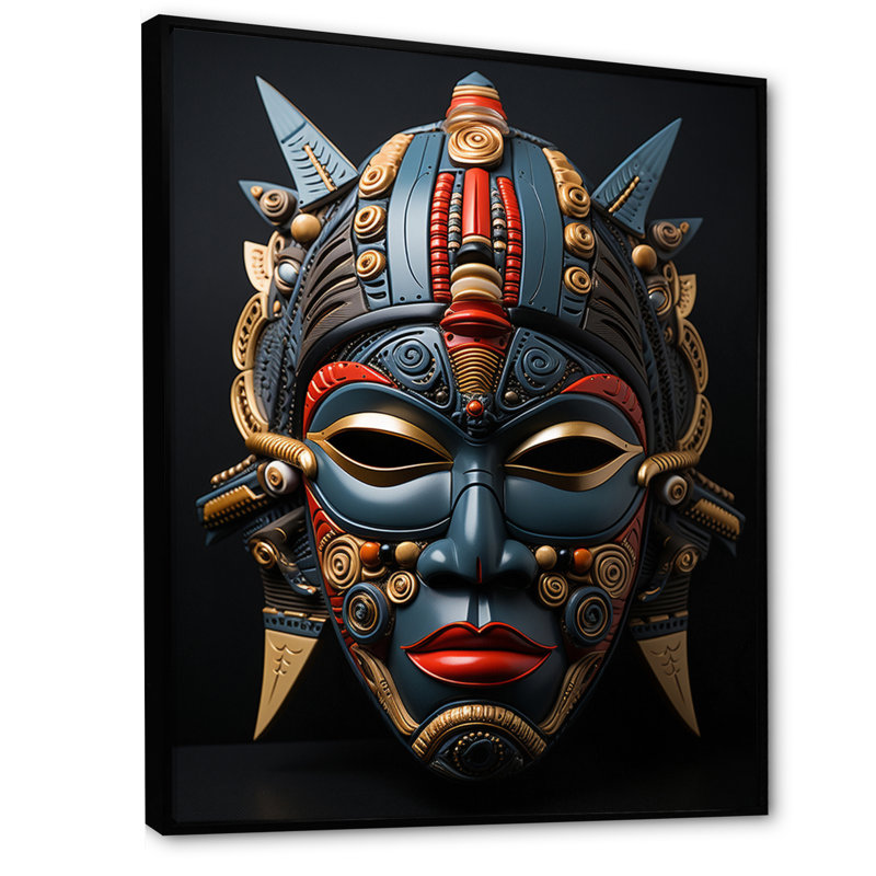 Hamdisse splendeur masquée africaine I, H 20 po x l 12 po x P 1 po, Cadre flottant noir