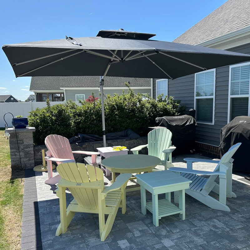 Justhin 3.3m Square Cantilever Umbrella With Base, Grey