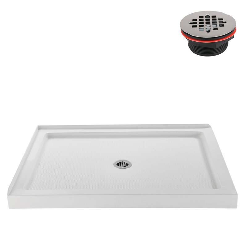Base de douche en acrylique Streamline l 48 po x P 36 po avec drain ABS inclus