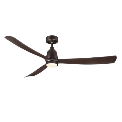 Kute 60 inch Indoor/Outdoor Smart Ceiling Fan with Knurled LED CCT Select Light Kit - Dark Bronze with Dark Walnut Blades