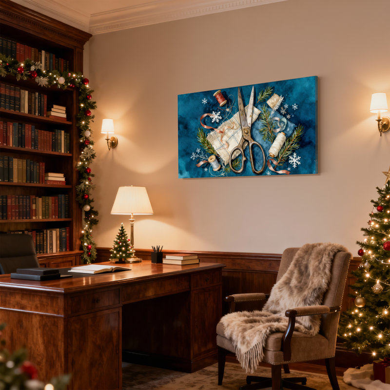 Ensemble de 3 décorations murales, outils de couture et décorations de Noël, H 12 po x l 18 po