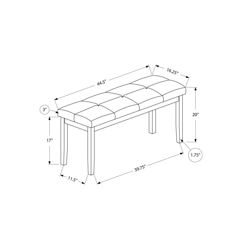 Élégant banc rembourré transitionnel avec structure en bois massif, parfait pour les salles à manger, les vestibules et les couloirs