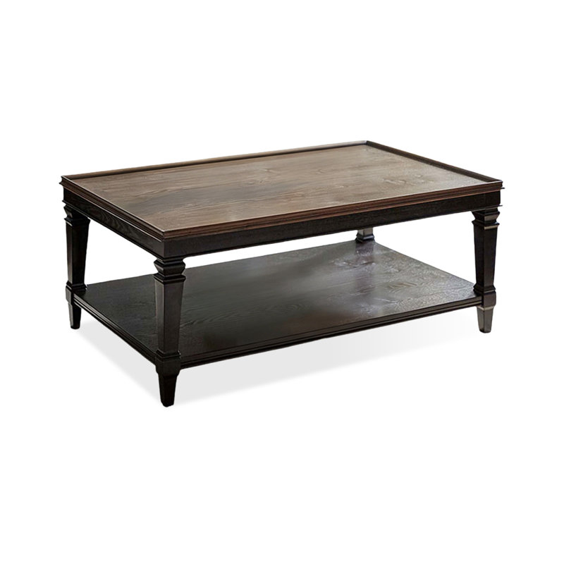 Retro Nut-Brown Solid Wood Rectangular Coffee Table