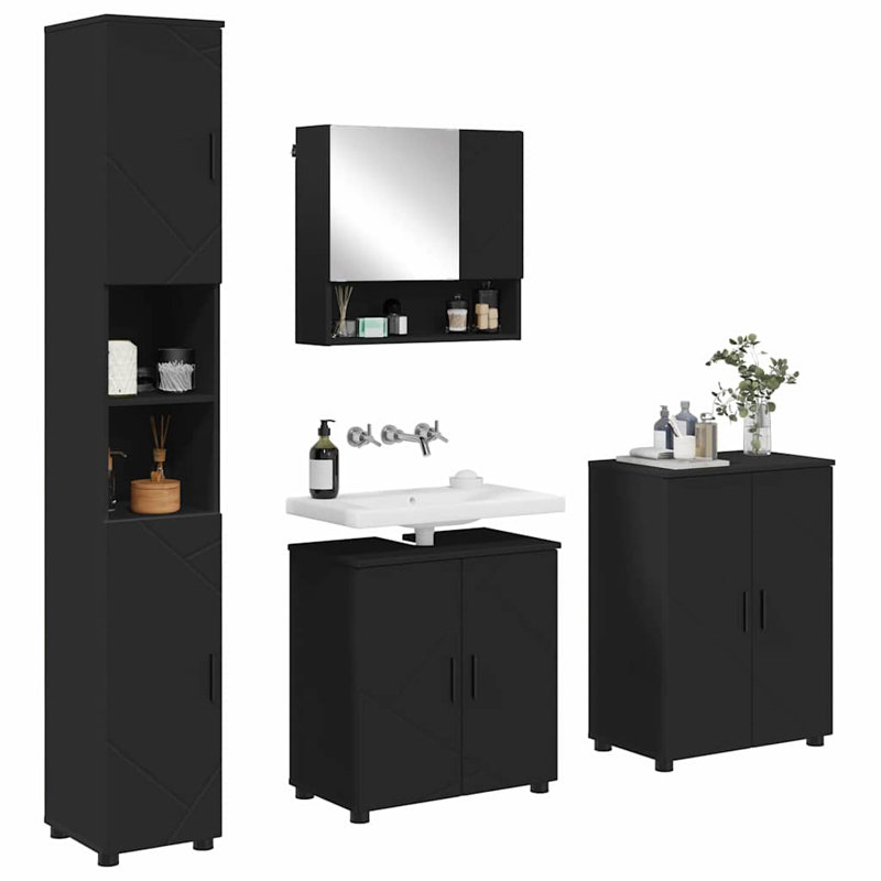 Bathroom Storage Furniture Set, Black
