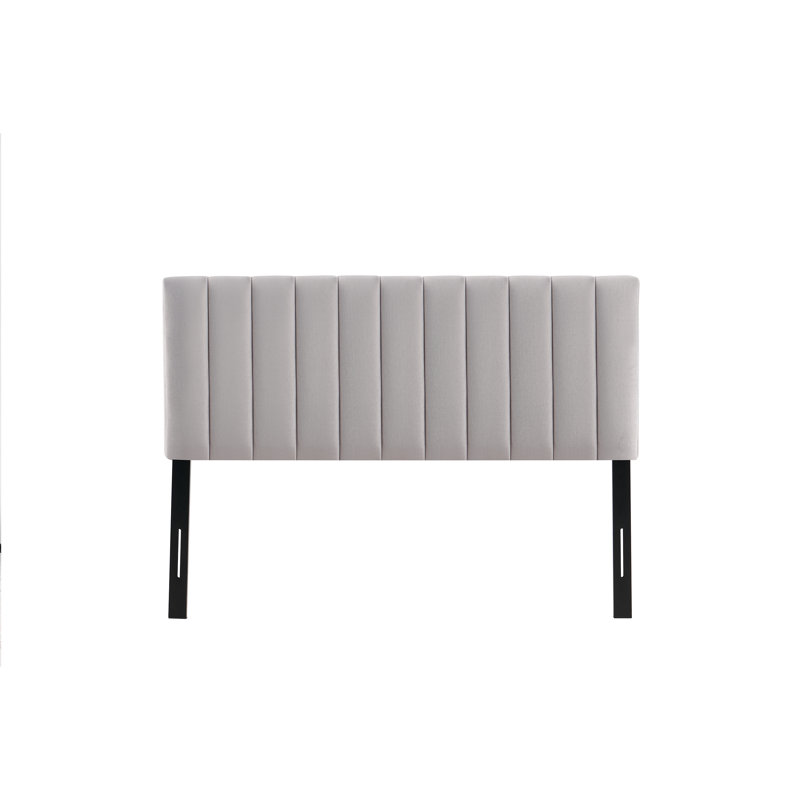 Light Grey Modern Channel-Tufted Headboard, King