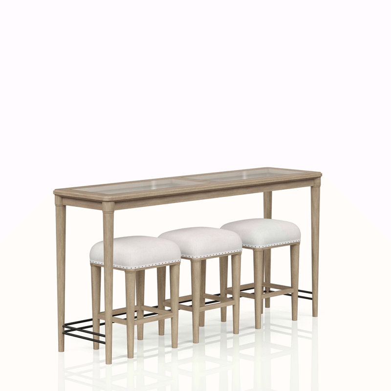 Frosted Glass Console Table With 3 Stools