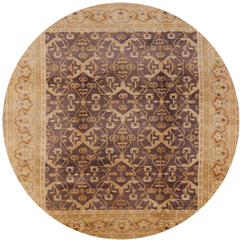 Tapis brun à motif oriental, Rond 6 pi