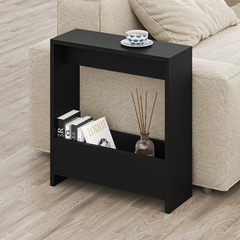 Beeler Modern Slim Compact Side Table, Black