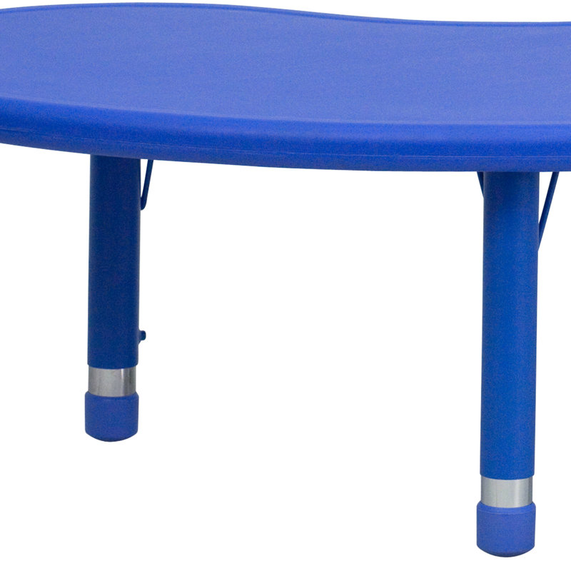 Table d'activité demi-lune en plastique pour enfants, Bleu