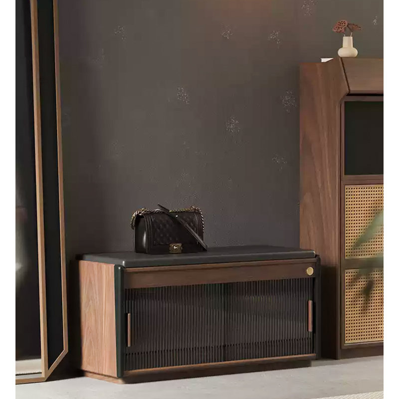 Banc de rangement pour chaussures en bois massif UV Disinfection