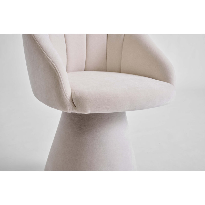 Chenille Fabric Swivel Accent Armchair With Ergonomic Curved Backrest, 360-Degree Rotation, High Cylindrical Base, And Supportive Foam Cushioning.