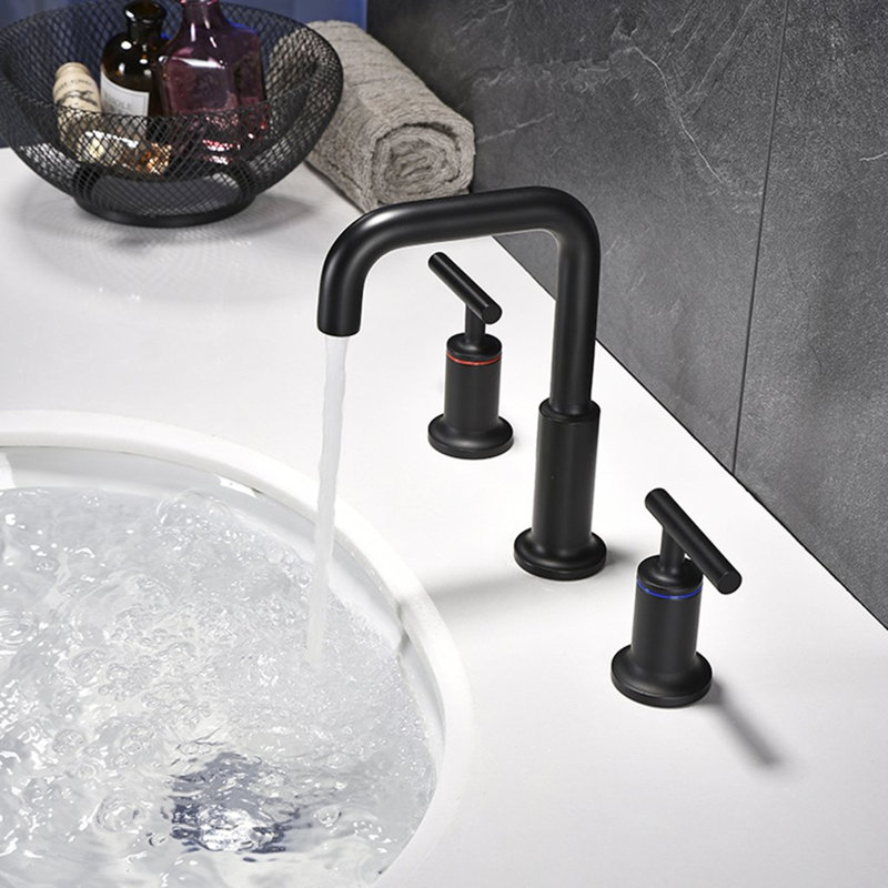 Robinet de lavabo de salle de bain 3 lumières noir mat avec contrôle précis de la température et du métal