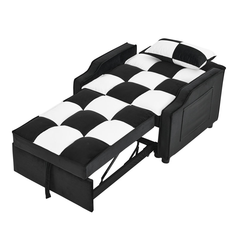 Canapé-lit convertible 3 en 1 pour salon, Noir / blanc