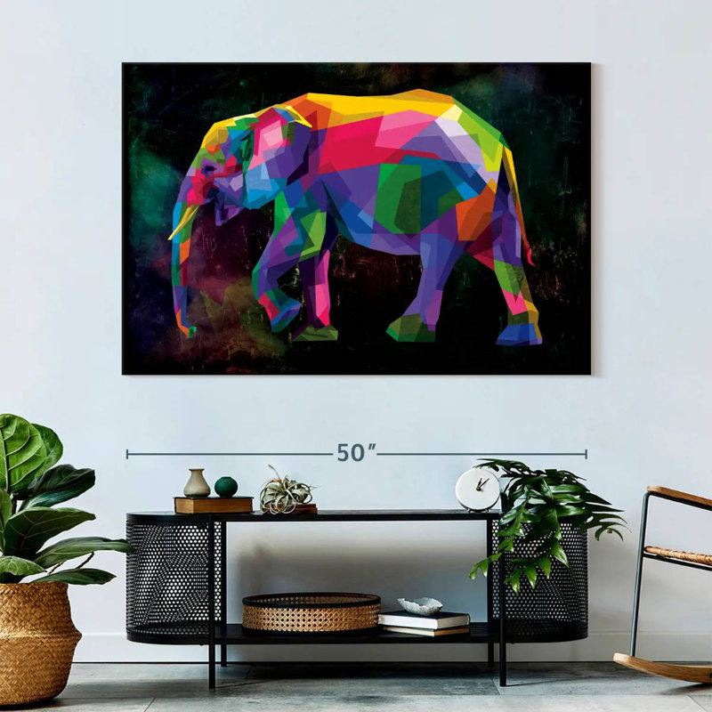 Geometric Color Elephant, 34" H x 51" W