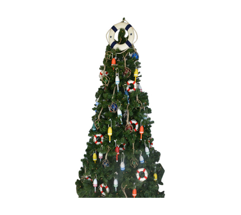 Décoration d’arbre de noël blanc sauvetage surmatelas, Bleu
