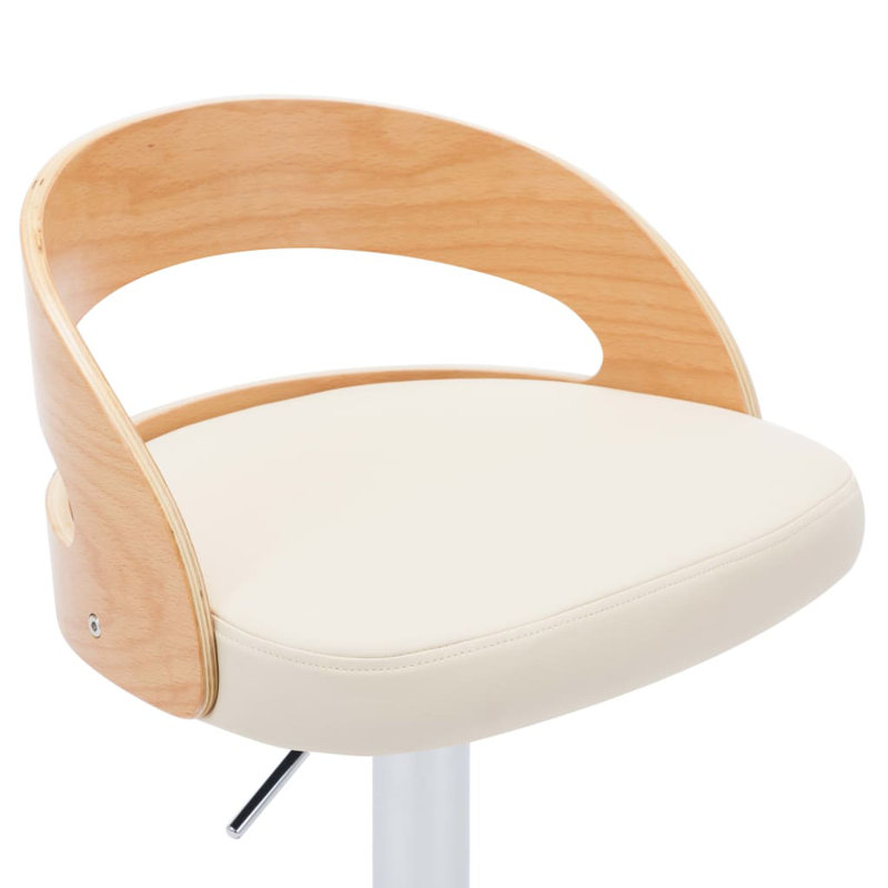 Tabouret en bois massif Corrinn, Brun clair / crème