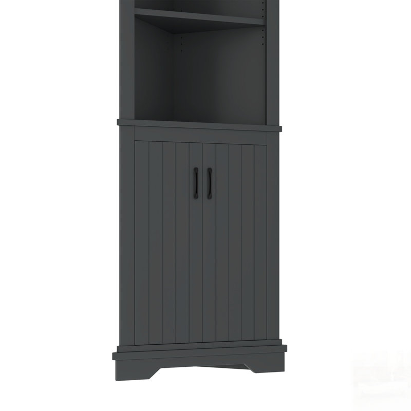 Grande armoire d'angle avec portes pour une utilisation dans plusieurs pièces, parfaite pour le rangement et pour optimiser l'espace