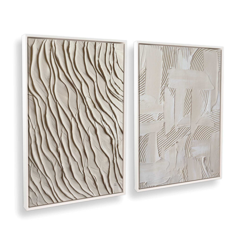 Wave Formations Duo I, ensemble de 2 impressions sur toile, Cadre flottant blanc opaque, H 31 po x l 42 po x P 1,75 po