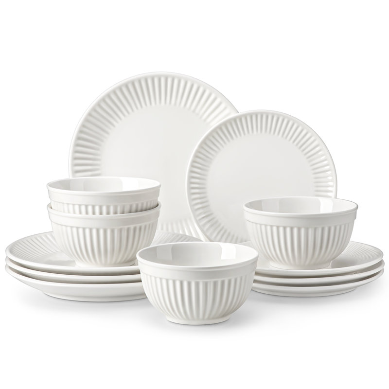 Piece Porcelain China Dinnerware Set - Service for 4, White