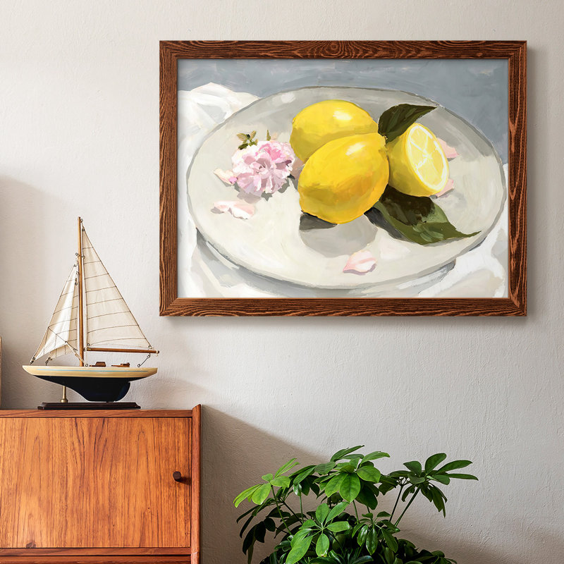 "Lemons On A Plate II", reproduction d'art sur toile, Érable, H 14 po x l 20 po x P 1,5 po