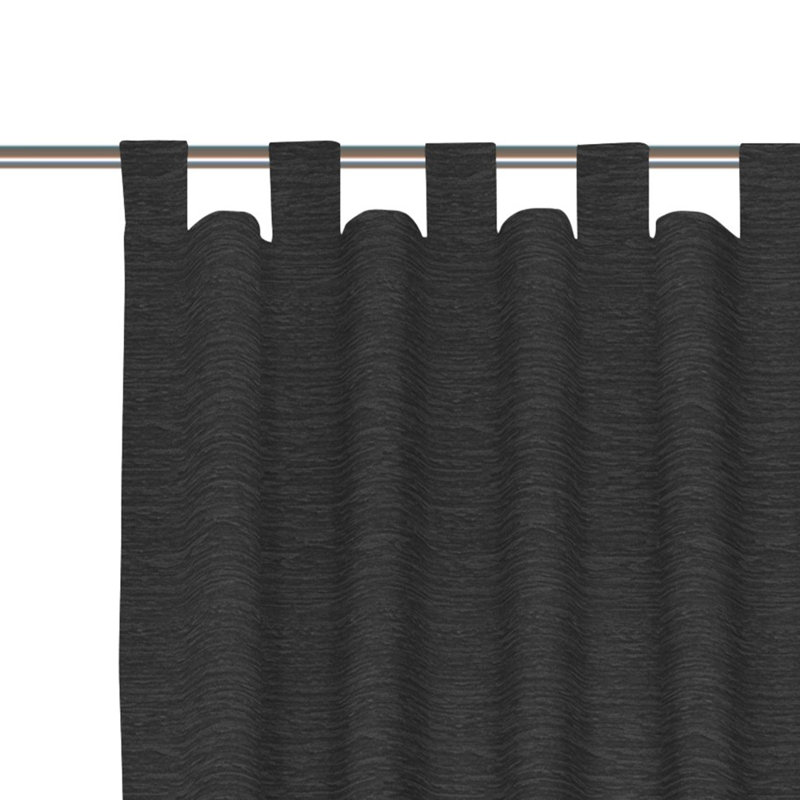 Polyacrylic Opaque Tab Top Curtain Panel, 132cm Width x 385cm Drop, Black