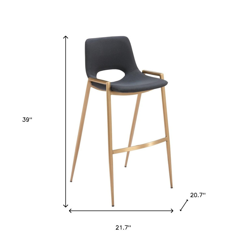 Ensemble de deux chaises de bar en similicuir et en acier à dossier bas de 30 po noires et dorées