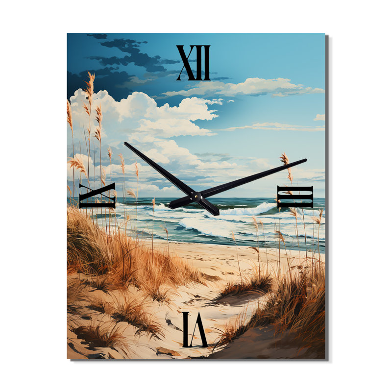 Horloge murale moderne Beachside Whispers II, Médium