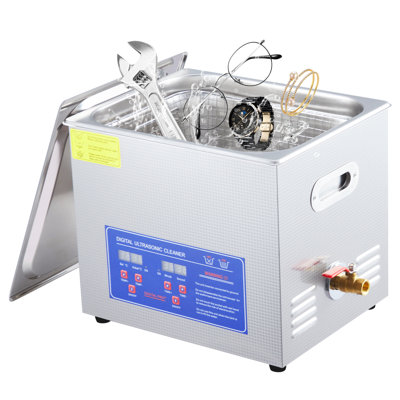 10L Ultrasonic Cleaner with Heating Function, 240W, 40kHz, 304 Stainless Steel, Silver